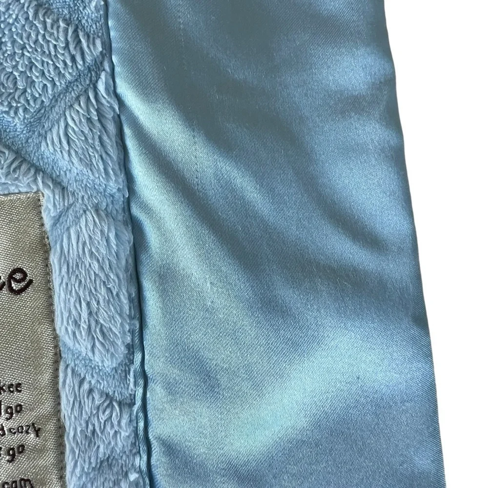 My Blankee Plush Minky Satin Trim Security Baby Blanket Blue 30.5 x 34 GUC